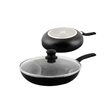 Tigaie din aluminiu cu capac, marmorata, 20 cm, negru, KingHoff
