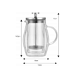 Infuzor din sticla, transparent, pentru cafea, ceai si lapte, 350ml, Klausberg