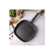 Tigaie tip grill, din aluminiu turnat, marmorata, neagra, 24cm, Klausberg