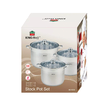 Set 3 oale din inox, cu capac sticla, 5.6l, 7.2l, 9l, KingHoff