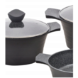  Set 3 oale si 2 tigai marmorate 20cm  24cm 24 cm  28cm  28cm, premium din aluminiu acoperite cu marmura, negru, Klausberg