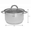 Set de 4 oale din inox cu capac sticla, dimensiuni 16cm, 18cm, 20cm, 24 cm, Kinghoff