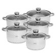 Set de 5 oale din inox, cu capac, dimensiuni 18, 20, 22, 24, 26 cm, gri, Kinghoff