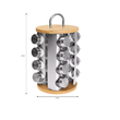 Set de 16 recipiente, otel inoxidabil si sticla cu suport, pentru contimente, 17 x 24 cm, Klausberg