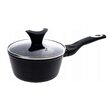Set 6 oale din aluminiu turnat, cu strat marmorat, capac sticla, 16, 20,24,28cm, negru, Klausberg