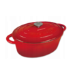 Oala din fonta emailata 4.5 litri, 30cm ovala, cratita cu capac, rosu, KingHoff