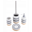 Set perie WC cu suport din ceramica alb, gri, dimensiuni 36 x 8,5 x 8,5 cm, Sepio
