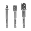 Set 3 adaptoare hexagonale pentru chei tubulare, 1/4", 3/8", 1/2", Verke