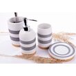 Suport din ceramica pentru periute dinti, pensule, gri cu alb, Sepio
