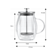 Infuzor din sticla, pentru cafea, ceai si lapte, 600ml, Klausberg