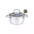 Oala din inox cu capac din  sticla, 16cm 1.8litri, compatibila cu toate tipurile de aragaz, Klausberg
