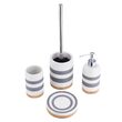 Suport din ceramica pentru periute dinti, pensule, gri cu alb, Sepio