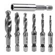 Set 6 burghie combinate pentru gaurire si filetare in metal, M3-M10, prindere hexagonală 1/4", prelungitor inclus, Verke