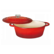 Oala din fonta emailata 4.5 litri, 30cm ovala, cratita cu capac, rosu, KingHoff