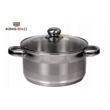 Oala din inox 3litri cu capac sticla, 20 cm,fund termic multistrat, Kinghoff