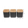Set 3 recipiente pentru bucatarie, inox-bambus, negru cu irizatii, Klausberg