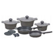  Set 3 oale si 2 tigai marmorate 20cm  24cm 24 cm  28cm  28cm, premium din aluminiu acoperite cu marmura, negru, Klausberg