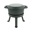 Ceaun 3 in 1 din fonta cu picioare si capac, 8 litri, negru, Kinghoff
