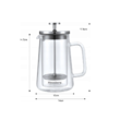 Infuzor transparent, din sticla, cu perete dublu, pentru cafea, ceai si lapte, 350ml, Klausberg