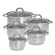 Set de 5 oale din inox cu capac sticla, dimensiuni 16cm, 16cm, 18cm, 20cm, 24 cm, Kinghoff