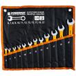 Set chei combinate cu strat anticoroziv, 6-22 mm, otel crom vanadiu, cu husa textila, 12 piese, Powermat