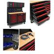 Set mobilier cu roti pentru atelier, banc de lucru mobil, 19 sertare, 2 dulapuri, panou perforat, Kraft