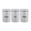 Set de 3 recipiente pentru cafea, zahar si ceai, din otel, alb, 11,5 x 11,5 x 15 cm, Klausberg