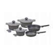  Set 3 oale si 2 tigai marmorate 20cm  24cm 24 cm  28cm  28cm, premium din aluminiu acoperite cu marmura, negru, Klausberg