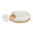 Set boluri pentru servire, din portelan, cu suport din bambus, 5 piese, alb, Florina