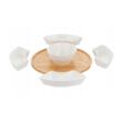 Set boluri pentru servire, din portelan, cu suport din bambus, 5 piese, alb, Florina