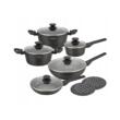 Set 12 piese, oala cu capac 4.4l, 2.4l, 1.2l, tigaie 28cm, 24cm, aluminiu turnat,  marmorate, Klausberg