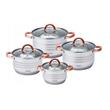 Set 4 oale cu capac, inox, 2.1l, 2.9l, 3.9l, 6.6l, fund multistrat termic, Klausberg