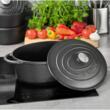 Oala fonta 6.2litri, 33cm cratita cu capac, negru, KingHoff