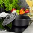 Oala din  fonta 2.4 litri, 22cm cratita cu capac, negru, KingHoff