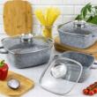 Oala cu capac patrata, din aluminiu acoperita cu marmura 28x28cm 6.5litri, gri, Klausberg