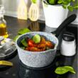 Cratita cu capac si coada, din aluminiu acoperita cu marmura, 1.3litri, 16cm, gri, Klausberg
