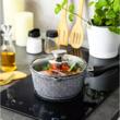 Cratita cu capac si coada, din aluminiu acoperita cu marmura, 1.3litri, 16cm, gri, Klausberg