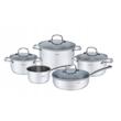  Set de 5 oale din inox, cu capac, premium, compatibil cu toate tipurile de aragaz, gri, Klausberg