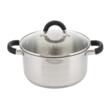 Oala din inox cu capac sticla, 0.5litri, 12cm, fund termic multistrat, Kinghoff
