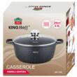 Cratita din aluminiu turnat, cu strat marmorat, cu capac din sticla, 24 cm, 4.5 litri, negru, Kinghoff