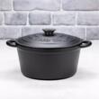 Cratita, oala din fonta cu capac, 24 cm, 4 litri, negru, Kinghoff