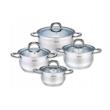 Set de 4 oale cu capac, inox, dimensiuni 16,18,20,24 cm, fund termic multistrat, gri Kinghoff