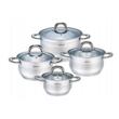 Set de 4 oale cu capac, inox, dimensiuni 16,18,20,24 cm, fund termic multistrat, gri Kinghoff