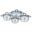 Set de 4 oale cu capac, inox, dimensiuni 16,18,20,24 cm, fund termic multistrat, gri Kinghoff