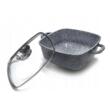 Set 3 oale din aluminiu turnat, cu strat marmorat, capac sticla, 20,24,28cm Klausberg