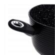 Set 6 oale din aluminiu turnat, cu strat marmorat, capac sticla, 16, 20,24,28cm, negru, Klausberg