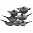 Set 12 piese, din aluminiu turnat cu strat de marmura, oale cu capac si tigai de inalta calitate, Klausberg
