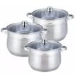 Set 3 oale din inox cu capac din sticla, fund termic multistrat, 22cm/24cm/26cm, 7l, 8.6l, 10.7l, Klausberg