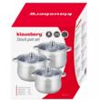 Set 3 oale din inox cu capac din sticla, fund termic multistrat, 22cm/24cm/26cm, 7l, 8.6l, 10.7l, Klausberg