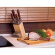 Set cutite Inox, 6 piese, suport patrat din lemn, mâner Pakka maro, KingHoff